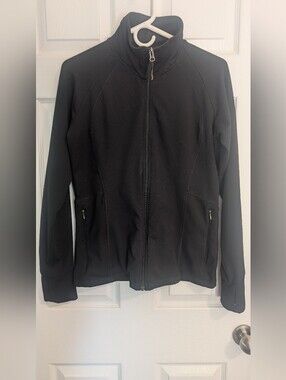 Ellen Tracy Black Full-Zip Active Wear Sweater with Stand Collar